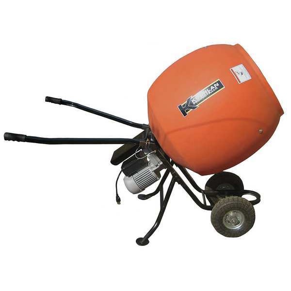 Kushlan Products 6 cu ft Wheelbarrow Concrete Mixer, Polyethylene Drum, 115V, 3/4 HP, Telescoping Handle - 600DD