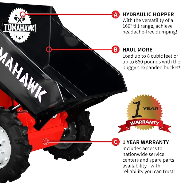 Tomahawk Power Concrete Power Buggy Mini Dumper Battery 48V-20Ah 660-lb. Capacity - TBUGGY300E