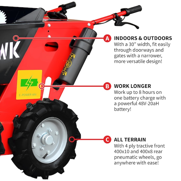 Tomahawk Power Concrete Power Buggy Mini Dumper Battery 48V-20Ah 660-lb. Capacity - TBUGGY300E
