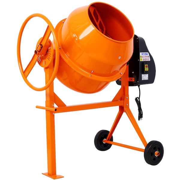 Wrightmaster 5 Cu. Ft Electric Cement Mixer - 650W Portable Concrete Mixer for Mortar, Stucco, and Fodder - ZR-W46583821