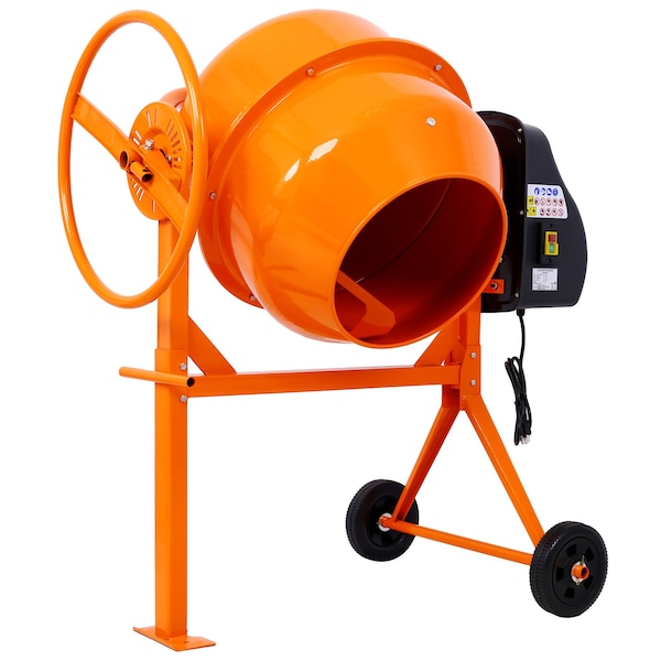 Wrightmaster 5 Cu. Ft Electric Cement Mixer - 650W Portable Concrete Mixer for Mortar, Stucco, and Fodder - ZR-W46583821