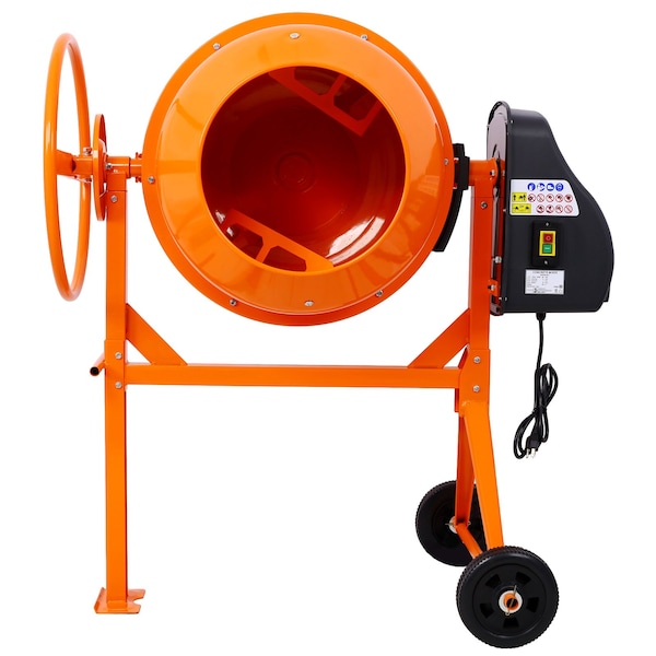 Wrightmaster 5 Cu. Ft Electric Cement Mixer - 650W Portable Concrete Mixer for Mortar, Stucco, and Fodder - ZR-W46583821