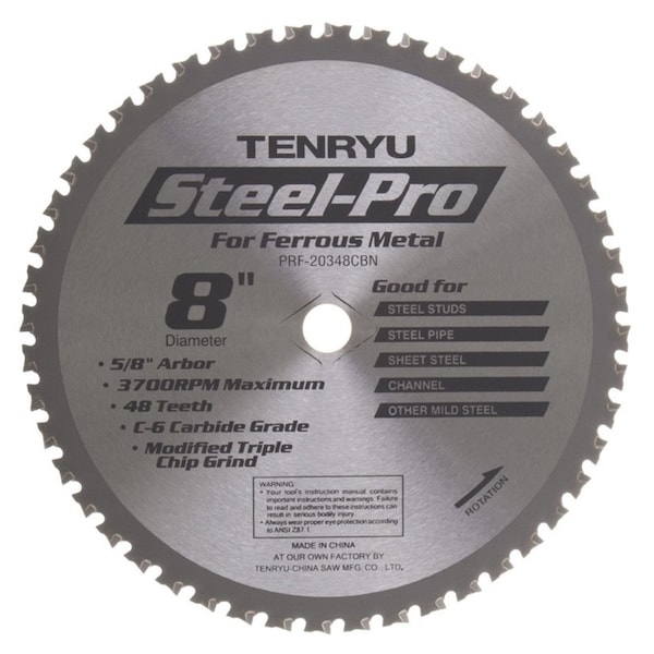 Tenryu 8in Ferrous Metal Cutting Saw Blade 48T 1in Arbor - PRF-20348CBN