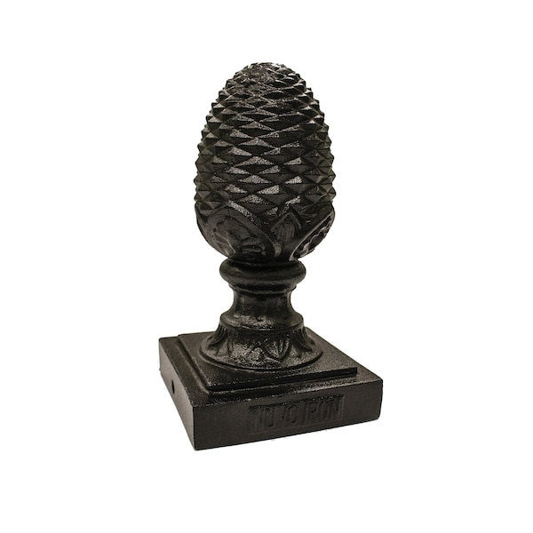 Nuvo Iron 6in x 6in BLACK ALUMINUM PINNEAPPLE ORNAMENTAL PYRAMID POST CAP - PCP08
