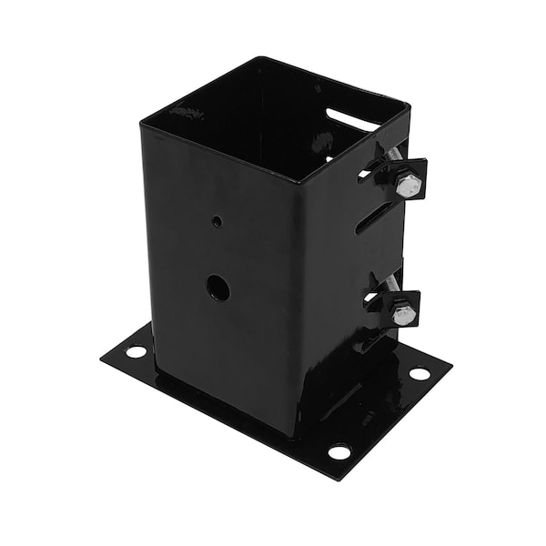 Nuvo Iron BLACK STEEL BOLT DOWN POST BASE ANCHOR FOR 4in x 4in POSTS - BDPA4B