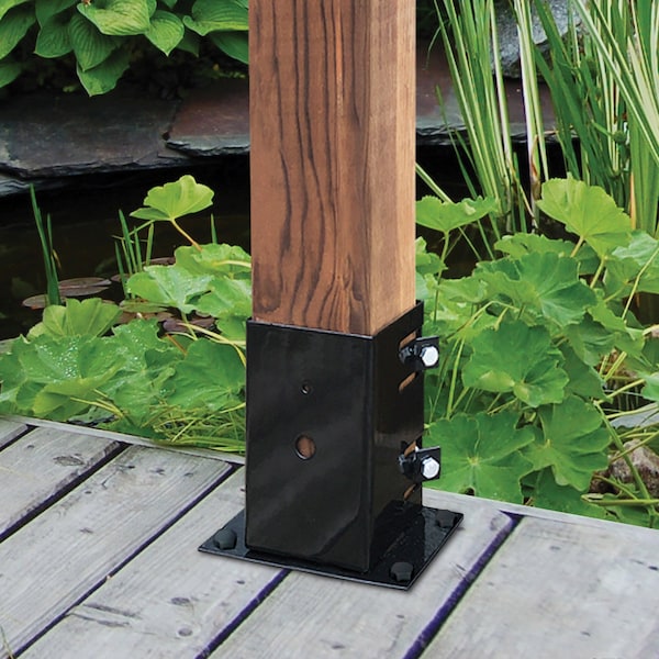 Nuvo Iron BLACK STEEL BOLT DOWN POST BASE ANCHOR FOR 4in x 4in POSTS - BDPA4B