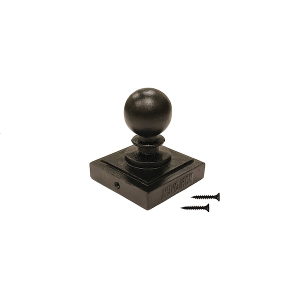 Nuvo Iron 4in x 4in BLACK ALUMINUM ORNAMENTAL BALL POST CAP - PCB03