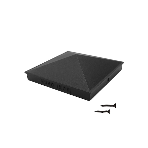 Nuvo Iron 6in x 6in BLACK ALUMINUM ORNAMENTAL PYRAMID POST CAP - PCP03