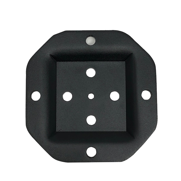 Nuvo Iron BLACK 4in x 4in HEAVY DUTY WOOD POST CONNECTOR PLATE - HDWPCP4B