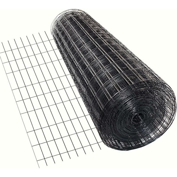 Trident Fence Welded Wire Fence, Black PVC Coated, 14ga, 6x50ft, 2x4in Mesh - W1465024B