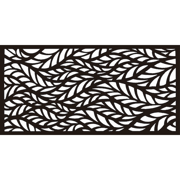 Highlanderhome LaserCut Metal Privacy Fence, BlowingLeaves, Black, 24" x 48"/pc - BLOWINGLEAVES_BLACK_1PC