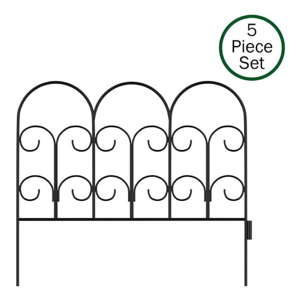 Pure Garden Pure Garden 50-LG5058 Metal Garden Fencing Panels For Iris Decorative Edging Flower Beds & Landscaping; Black - Set of 5 - 50-LG5058