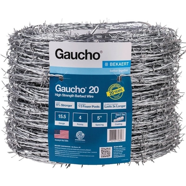 Gaucho Gaucho 118293 Barbed Wire, 15.5 ga, 1320 ft L, 4-Barbed Point - 118293
