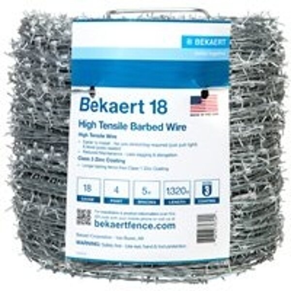 Bekaert BEKAERT 206165 Barbed Wire, 18 ga, 1320 ft L, 4-Barbed Point - 206165