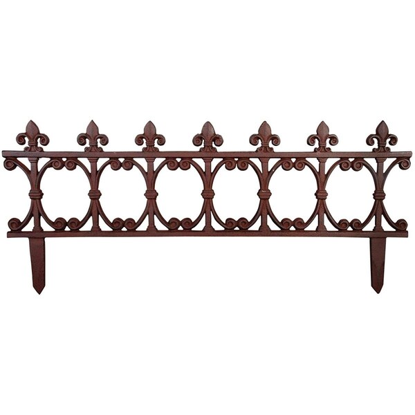 Esschert Design 15 in. Cast Iron Garden Fences, Antique Rust - PS21