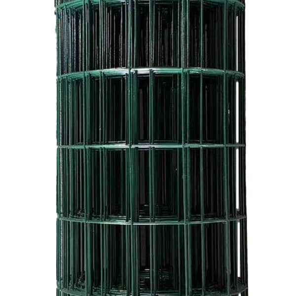 Nuvo Iron 4-ft x 50-ft -Welded Wire Fence Mesh - Rectangular Mesh - Green Vinyl PVC Coated - GCWW-4501632