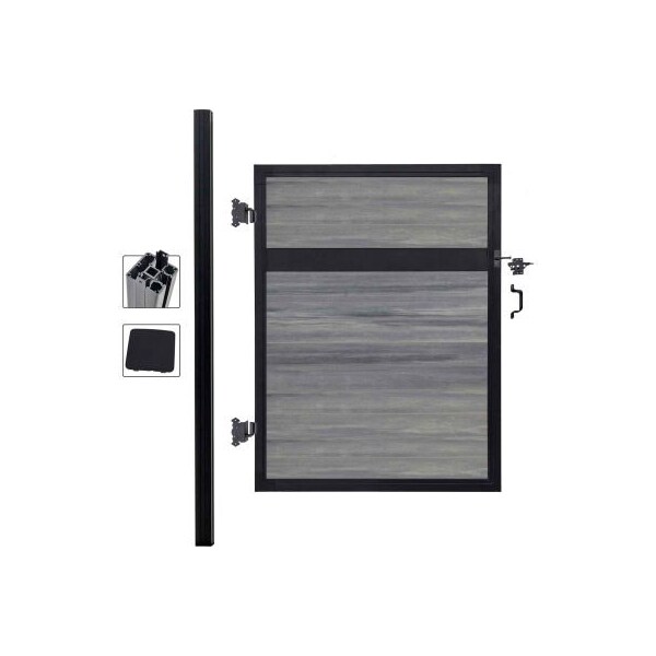 Jewett Cameron Companies Estate 4'W x 6'H Oxford Grey Aluminum/Composite Adjustable Single Fence Gate Kit - IN GROUND ONLY - EF ET1206