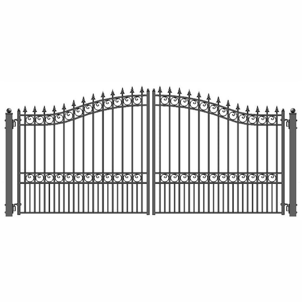 Tepee Supplies 14 ft. London Style Iron Wrought Dual Swing Driveway Gate - TE883308