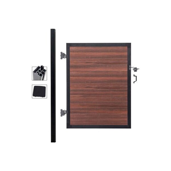 Jewett Cameron Companies Full Composite 4'W x 6'H Black Rose Aluminum/Composite Adjustable Single Gate Kit-IN GROUND ONLY - EF UT1226