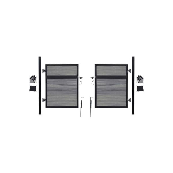 Jewett Cameron Companies Estate 10'W x 6'H Oxford Grey Aluminum/Composite Adjustable Fence Double Gate Kit- IN GROUND ONLY - EF ET2206