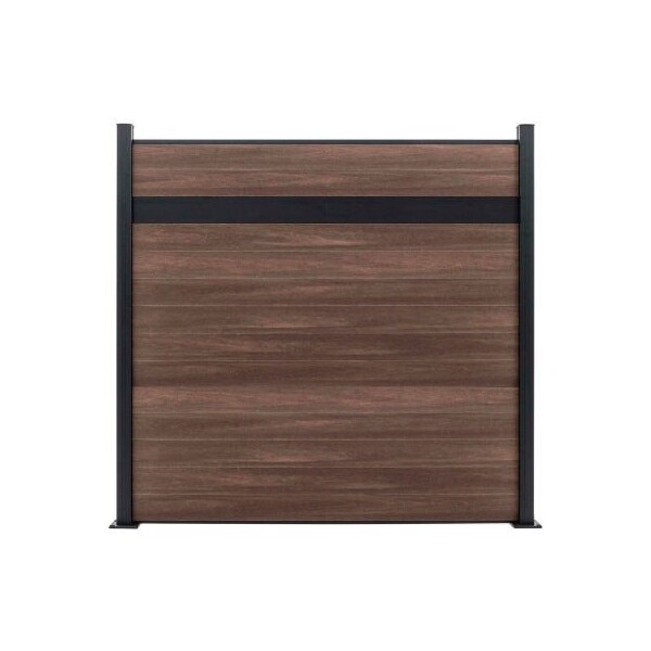 Jewett Cameron Companies Estate 6'W x 6'H King Cedar Aluminum/Composite Horizontal Fence - Starter Section-SURFACE MOUNT - EF ES2216
