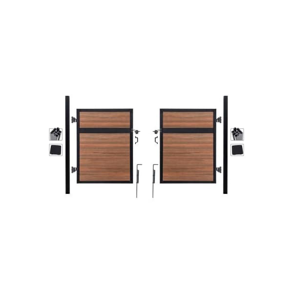 Jewett Cameron Companies Estate 10'W x 6'H King Cedar Aluminum/Composite Adjustable Fence Double Gate Kit -IN GROUND ONLY - EF ET2216