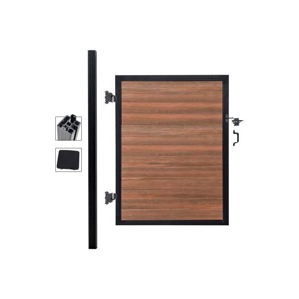 Jewett Cameron Companies Full Composite 4'W x 6'H King Cedar Aluminum/Composite Adjustable Fence Gate Kit - IN GROUND ONLY - EF UT1216
