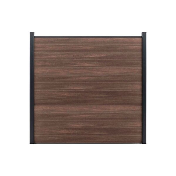 Jewett Cameron Companies Full Composite 6'W x 6'H King Cedar Aluminum/Composite Horizontal Fence Starter Section- IN GROUND - EF UG2216