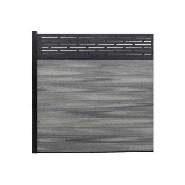 Jewett Cameron Companies Lattice Top 6'W x 6'H Oxford Grey Aluminum/Composite Horizontal Fence-Adder Section-IN GROUND - EF LG1206