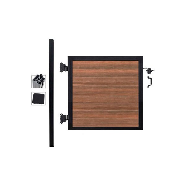 Jewett Cameron Companies Full Composite 4'W x 4'H King Cedar Aluminum/CompositeAdjustable Single Gate Kit-IN GROUND ONLY - EF UT1214