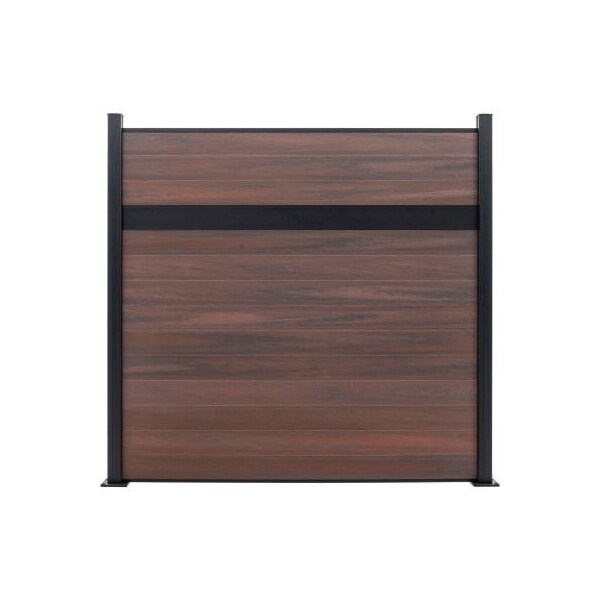 Jewett Cameron Companies Estate 6'W x 6'H Black Rose Aluminum/Composite Horizontal Fence - Starter Section-SURFACE MOUNT - EF ES2226