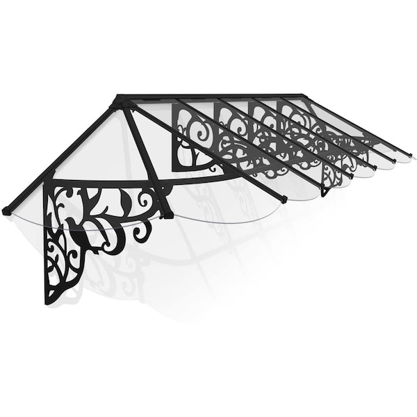 Invernadero 14 x 3 ft. Lily 4178 Window Awning Black & Clear - IN3124828