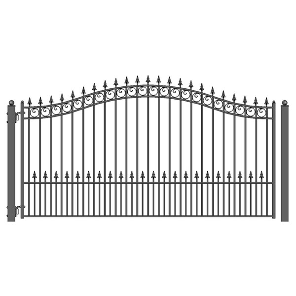 Tepee Supplies 12 ft. Prague Style Iron Single Swing Driveway Gate - TE3287358