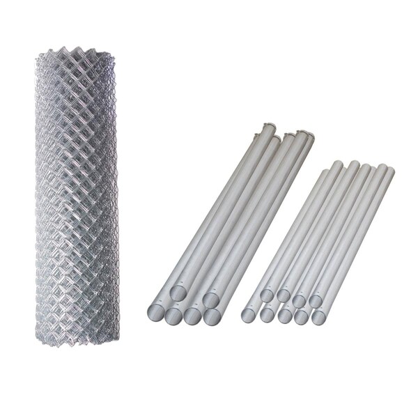 Tepee Supplies 4 x 50 ft. Galvanized Steel Chain Link Fence Complete Kit - TE2750650