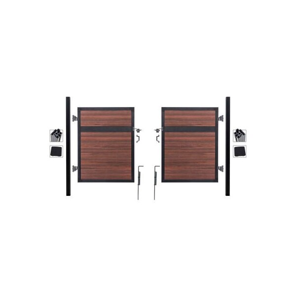 Jewett Cameron Companies Estate 10'W x 6'H Black Rose Aluminum/Composite Adjustable Fence Double Gate Kit -IN GROUND ONLY - EF ET2226