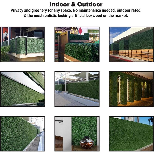 Ejoy 40in x 120in Artificial Dark Green Boxwood Roll Panels for Outdoor Use - HEDGEROLL_DARKGREEN_1ROLL