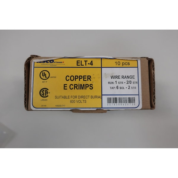 ILSCO ELT-4 CAJA DE 10 CONECTORES DE CRIMPS DE COBRE E - ELT-4