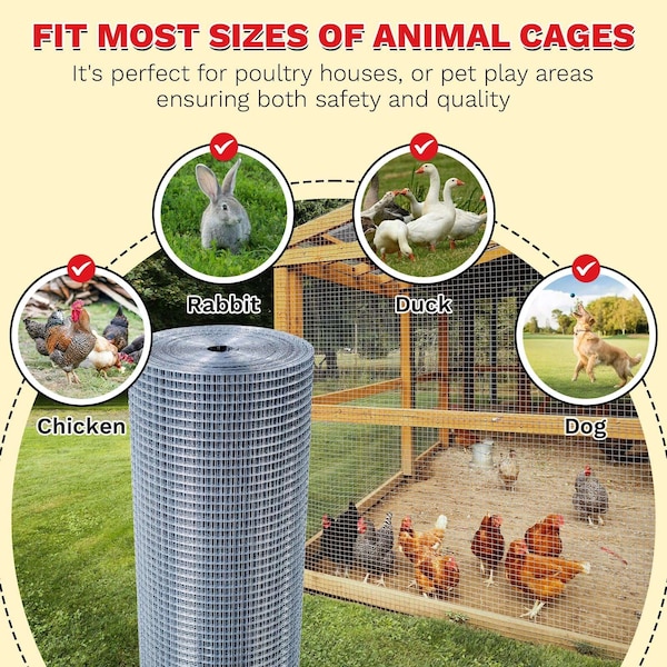 Edendirect 1/2 in. x 4 ft. x 100 ft. 19-Gauge Hot-Dip Galvanized Welding Cloth for Animal Cages - ED-X003Z3S5FR