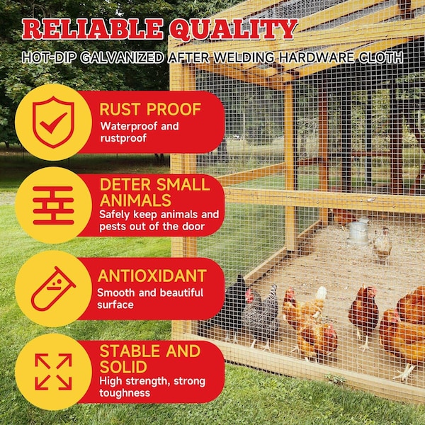 Edendirect 1/2 in. x 4 ft. x 100 ft. 19-Gauge Hot-Dip Galvanized Welding Cloth for Animal Cages - ED-X003Z3S5FR