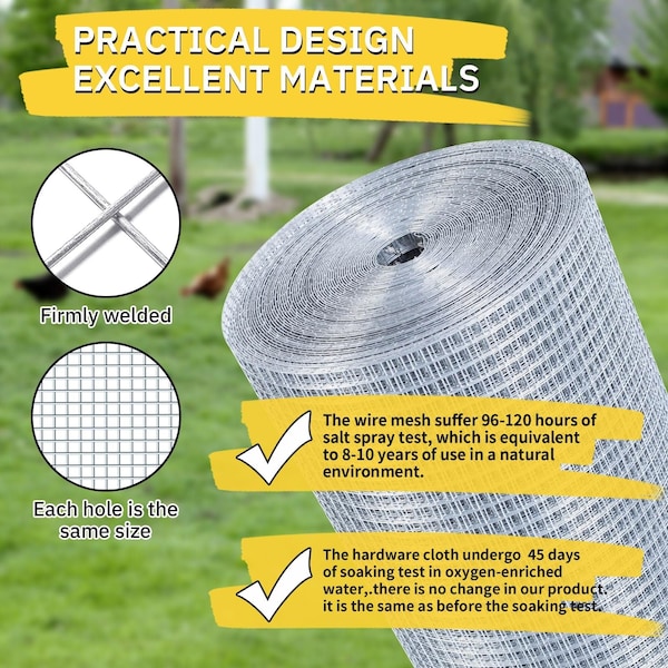 Edendirect 1/2 in. x 4 ft. x 100 ft. 19-Gauge Hot-Dip Galvanized Welding Cloth for Animal Cages - ED-X003Z3S5FR