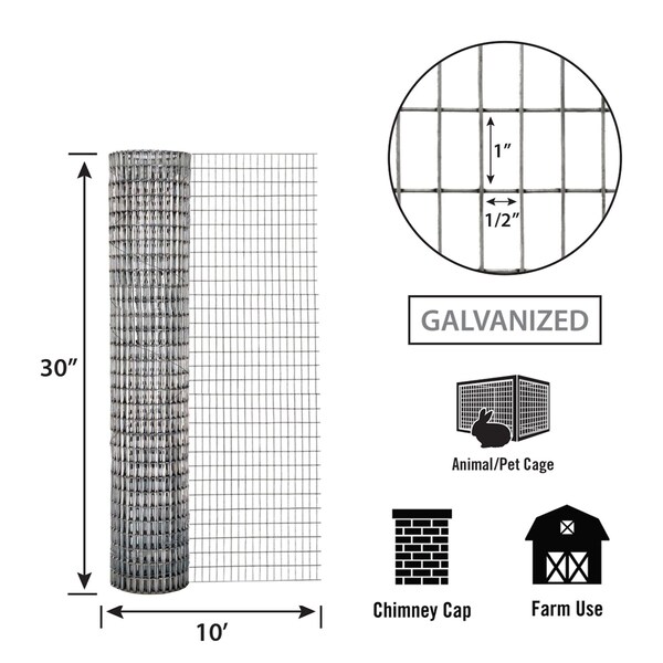 Garden Zone IronRidge 30 in. H X 10 ft. L Galvanized Steel Welded Wire Fence 1 in. - 403010