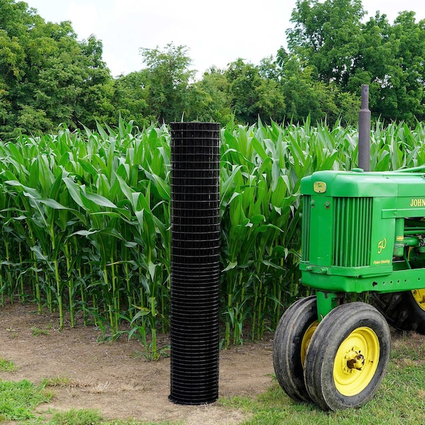 Trident Fence Welded Wire Fence, Black PVC Coated, 16ga, 7x100ft, 1x2-2x2Graduated Mesh - W167100G1222B