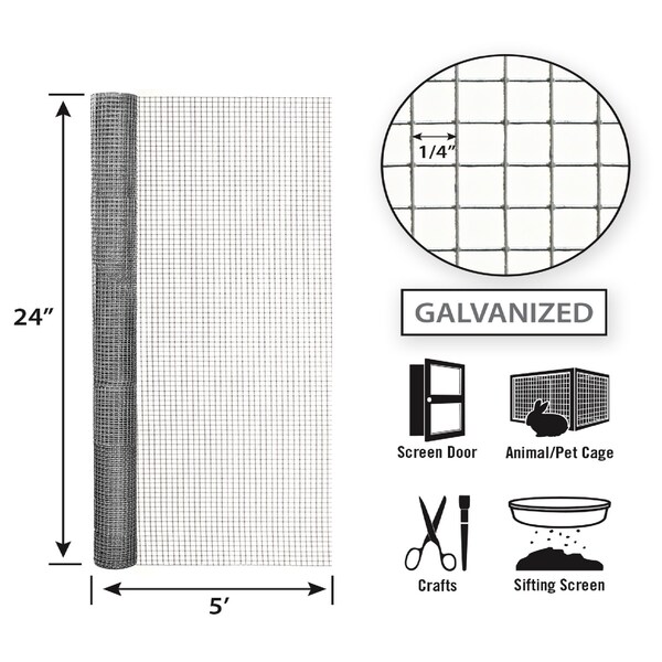Garden Zone Garden Craft 24 in. H X 5 ft. L Galvanized Steel Hardware Cloth 1/4 in. - 122405