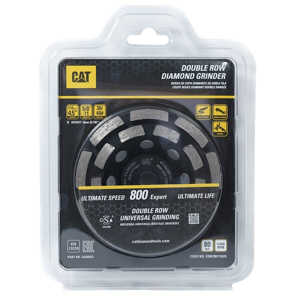 Caterpillar 800 Expert Double Row 30 /40 Mesh Grit Diamond Grinder 5/8-In 11 Thread 4 1/2-In - 115mm - DA36033
