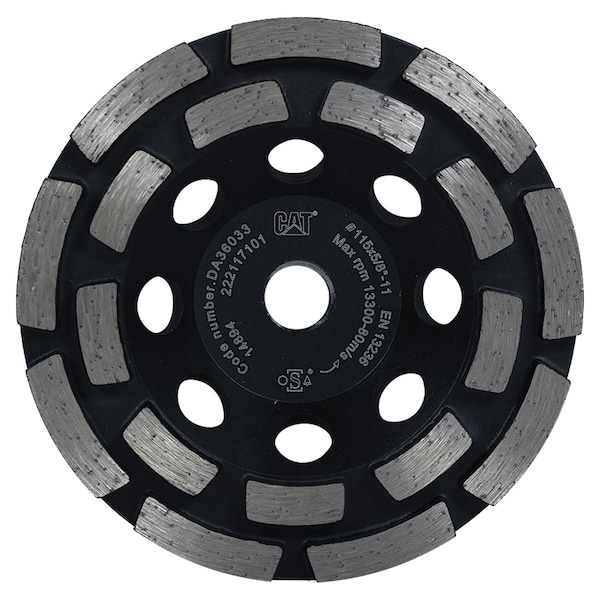 Caterpillar 800 Expert Double Row 30 /40 Mesh Grit Diamond Grinder 5/8-In 11 Thread 4 1/2-In - 115mm - DA36033