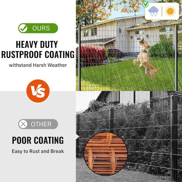 Edendirect 16-Gauge 36 in. x 50 ft. Black PVC Coated Welded Wire Fence for Garden & Dog Fencing - ED-X0033366FR