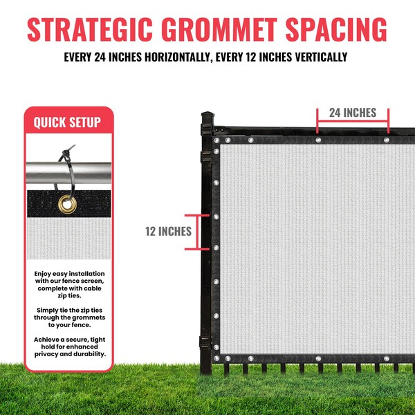Sealtech Ultra Heavy Duty 200 GSM Privacy Fence White8X50 NonRecycled Polyethylene Cable Zip Ties - ST-204-8X50