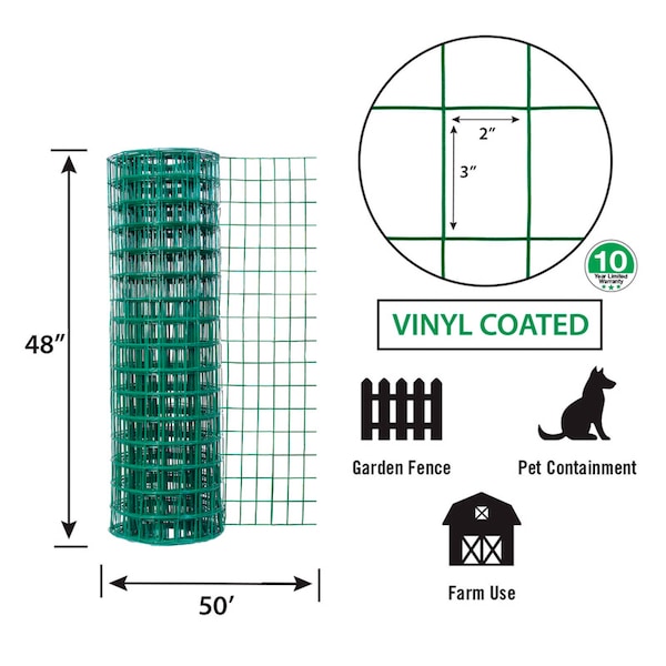 Garden Zone Garden Craft 48 in. H X 50 ft. L Steel Welded Wire Fence 2x3 in. - 024850