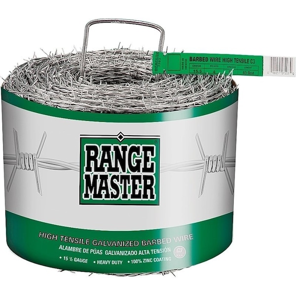 Rangemaster Rangemaster Class 3 Series 7203 Barbed Wire, 15-1/2 ga, 1320 ft L, 4-Barbed Point - 7203