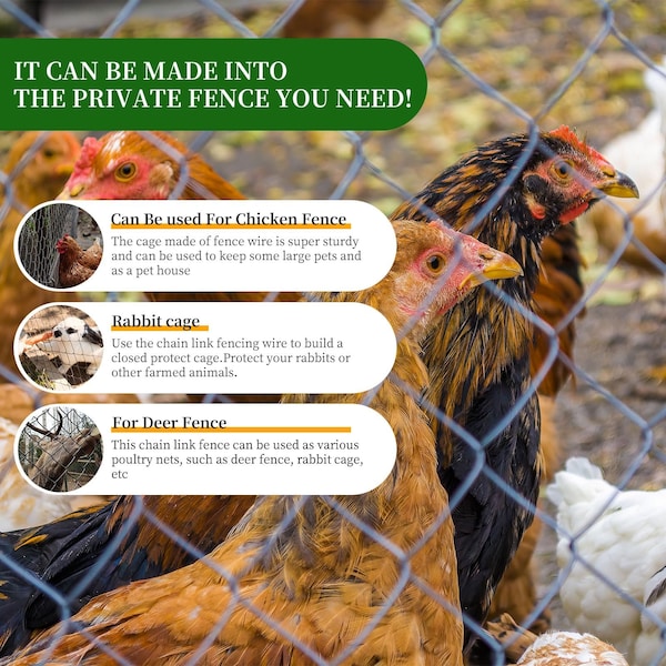 Edendirect Heavy-Duty 6 ft. x 50 ft. Galvanized Steel Chain Link Fence for Garden, Ranch & Security Protection - ED-X0043YVOAP